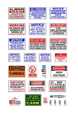 1:25 G Scale Model Auto Repair Shop Car Garage Signs • $11.69