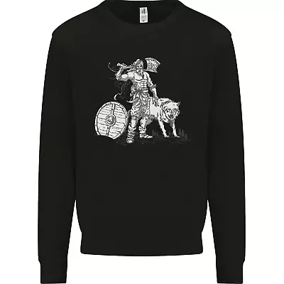 Viking With A Wolf And Shield Thor Valhalla Mens Sweatshirt Jumper • $35.85