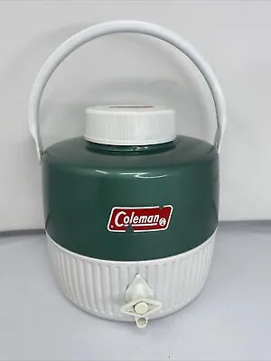 $22.95 • Buy Vintage COLEMAN Water Jug Dring Dispenser Cooler Green/White 1 Gallon VERY NICE!