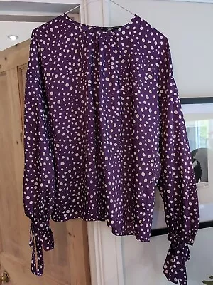 Lovely Ladies Zara Top Size Medium Euro 28 Pretty Spot Purple Blouse • $8.69