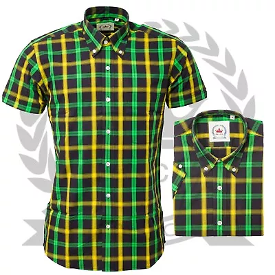 Relco Check Shirt Short Sleeve Button Down Collar Tartan Retro Jamaican Ska Mod • £39.99