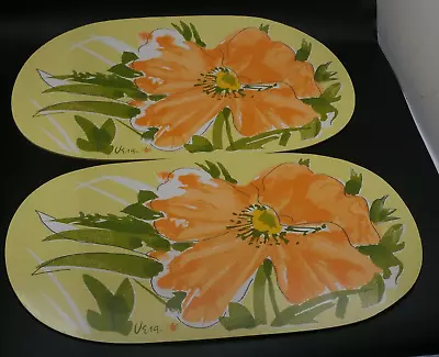 MCM RARE Set/4 LADYBUG VERA NEUMANN Placemats CALIFORNIA POPPIES Orange/Yellow • $32.99