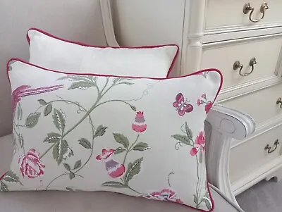  12  X 18  Shabby Chic Cushion Cover Laura Ashley Summer Palace Cranberry Piped  • £14.95