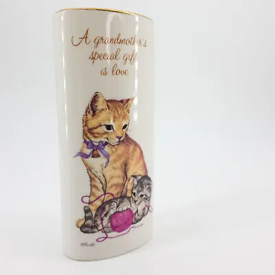 $28 • Buy Vtg Ceramic Vase  A Grandmother's Special Gift Is Love  Kitten Cat Sweet Gift!