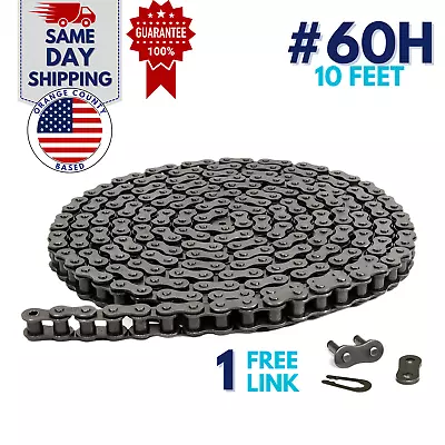 #60H Heavy Duty Roller Chain 10 Feet With 1 Connecting Link • $38.45