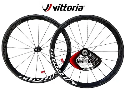 Vittoria Elusion Carbon C42 Bicycle Road Bike WheelSet 700C Tubeless Compatible  • $999