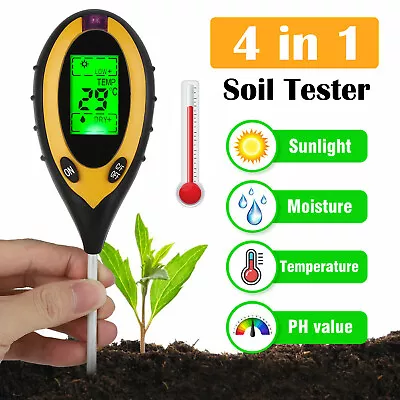 4 In 1 PH Tester Soil Water Moisture Light Test Meter For Garden Plant Seeding • $8.35