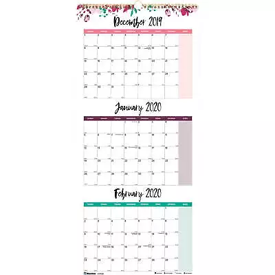 REDC171129 3-Month Colorful Wall Calendar 1 Each FloralA • $20.23