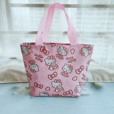 Cute Hello Kitty Heart Bow Handbag Lunch Box Storage Bag Tote Picnic Case Zipper • $26.39