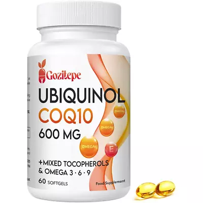 Liposomal CoQ10 Ubiquinol 600mg 60 Mini Softgels High Strength With Omega 369 • £28.99