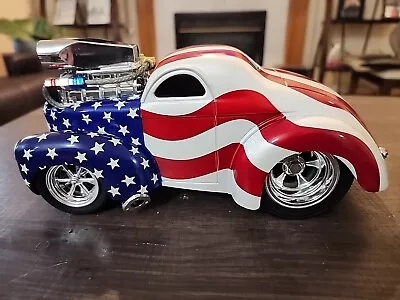 American Flag 41 Willys Coupe Gasser Pro Street Rod 1:18 Car Muscle Machines • $15