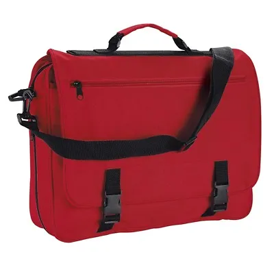 Red Messenger Satchel Briefcase Work College School Utility Shoulder Bag • £5.99