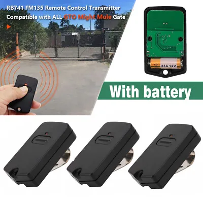 3 / 6 Set For GTO Mighty Mule Gate Opener Remote Control Transmitter RB741 FM135 • $21.95