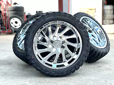 22x12 AXE OFFROAD L1  Chrome Wheels 35  MT Tires 8x170 Ford Super Duty F250 F350 • $2799
