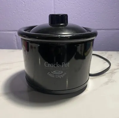 Rival Crock Pot Little Dipper Mini Slow Cooker Stoneware Black 32041 Dip Pot 1QT • $15