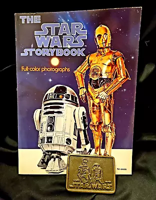 Vintage 1970's C-3PO R2-D2 Star Wars Brass Belt Buckle 1978 Storybook Scholastic • $12.99