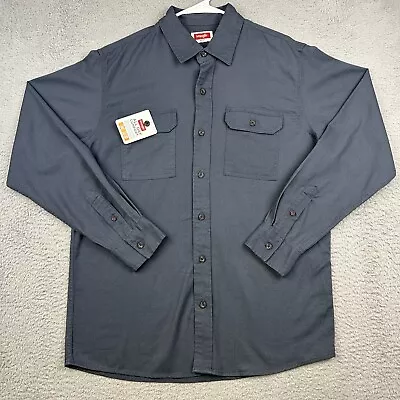 Wrangler Shirt Mens Medium Blue Long Sleev Button Up Work Wear Flex Casual NEW  • $12.55