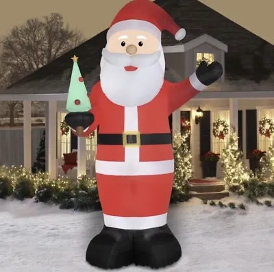 $99.99 • Buy 14Ft Tall Inflatable Santa W/ Christmas Tree Outdoor Holiday Decorations Decor