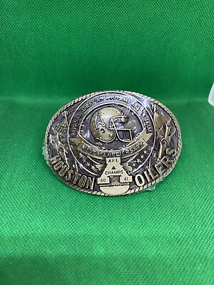 NFL Houston Oilers AFL Championship Vintage Silver Anniversary/Brass Belt Buckle • $74.99