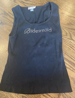 Bridesmaid Ribbed Tank Top W/ Rhinestones. Girl Extra Ordinaire Black Sz 2 (M) • $4