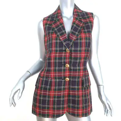 Vintage Moschino Cheap And Chic Tartan Plaid Vest Red/Navy Size 42 • $360