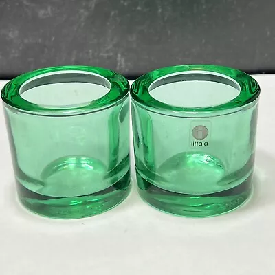 2 Iittala KIVI Marimekko GREEN Glass Votive Tealight Candle Holders Finland • $48