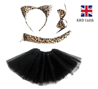 £4.99 • Buy Leopard Tutu Costume Ladies Kids Girls Halloween Book Week Animal Fancy Dress UK