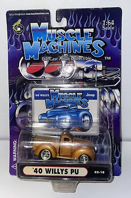 *New Muscle Machines Die-Cast 1:64 Orange Jeep ‘40 Willys Pickup’ 02-18 Rare • $12.48