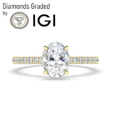D/VS1 2.50 CtSolitaire Lab-Grown Oval Diamond Engagement Ring 18K Yellow Gold • $2000