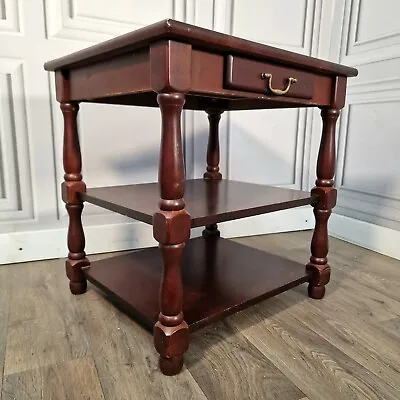 Antique Style Wooden Bedside Table Drawer - Side Hall Lamp Telephone Plant • £69.99