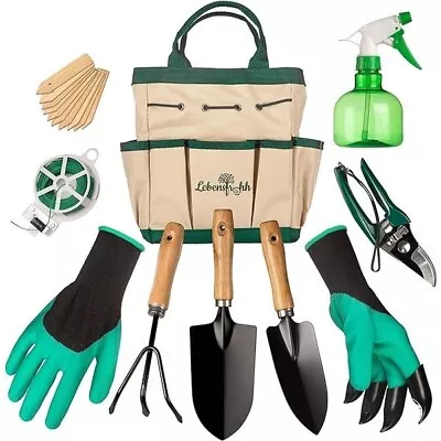 Garden Tool Set 9 Pieces 4 Tools Tote Bag Spray Bottle Labels Gloves Plant Tie • £16.99