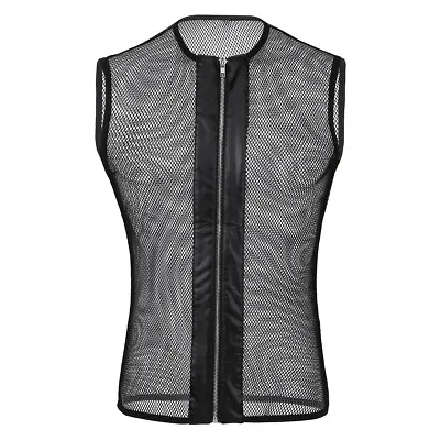 £9.59 • Buy Mens String Mesh Vest Fishnet Zipper Gym Breathable Tank Top T Shirt Club Wear