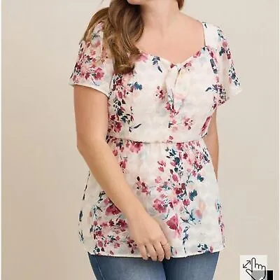 Torrid Fit And Flare Floral Textured Chiffon Top Size 2X • $22