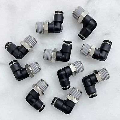 Pneumatic Air Fitting Push To Connect Elbow 5/16  Tube OD X 3/8  NPT Male 10PCS • $18.99