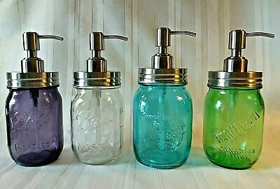 Mason Jar SOAP PUMP Lotion DISPENSER BALL STAINLESS STEEL Toothbrush Lid • $8.88