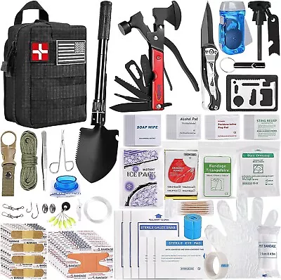 Emergency Tactical Survival Kit Bag First Aid Military Camping Kit 200 Pcs Bag • $51.44