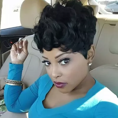 Flandi Black Short Curly Wigs For Black Women Pixie Cut Wig Short Pixie Wigs • $16.17