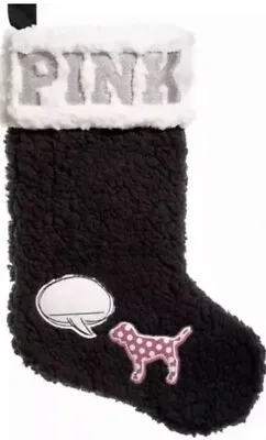 Victoria’s Secret PINK Black Fleece Christmas Stocking -Personalized Name Bubble • $13.59