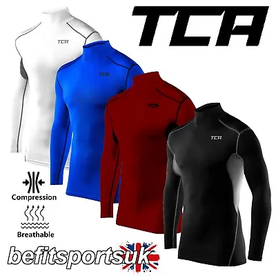 Mens Compression Base-layer Long Sleeve Top Skin Mock Neck Tight Under Fusion • £12.90