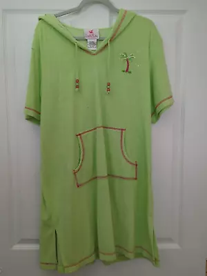 Quacker Factory  XL Bathing Suit Cover Up Green Short Sleeve *Stains On Front • $7.14