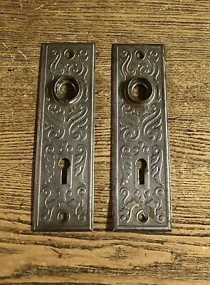 Pair Of Antique Ornate Pressed Steel Door Plates • $18