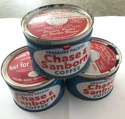 Vintage Chase & Sanborn Pressure Packed Coffee Tin Can-One Pound (FREE SHIPPING) • $13.50