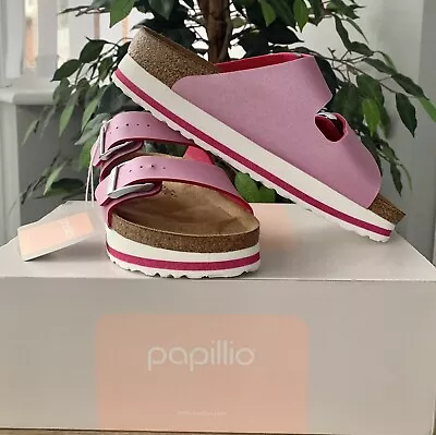 £71 • Buy Birkenstock Papillio Arizona Ladies Platform Sandals Icy Met Fuchsia Size 38/5