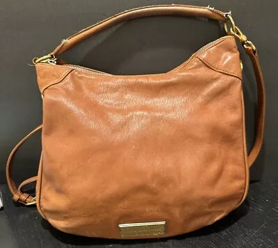 Marc Jacobs Brown Lamb Leather Large Hobo Bag Convertible Expandable Zips *READ* • $49.99