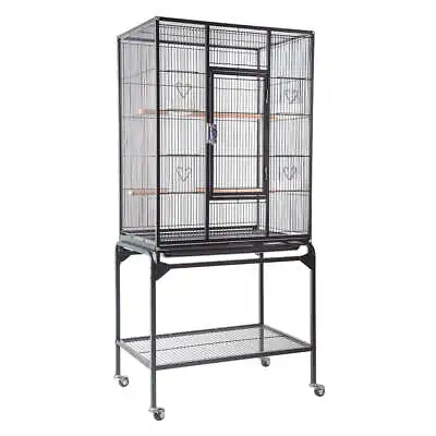 Rolling Large Bird Cage Cockatiel Conure Parrot W/Detachable Stand Storage Perch • $136.99