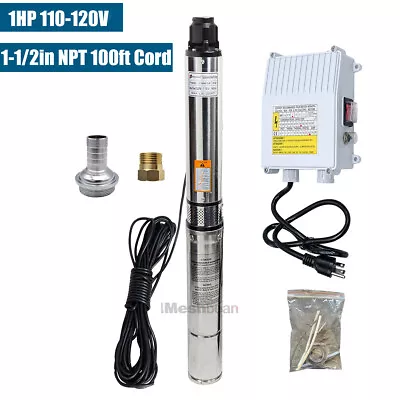 4''Deep Well Submersible Pump 1HP 207' 37GPM 110V Stainless Steel W/Control Box • $139.59