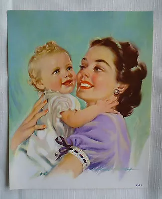 VTG 50s Embossed HOWARD CONNOLLY Baby And Mother Lithograph 7 X 9 • $24.99