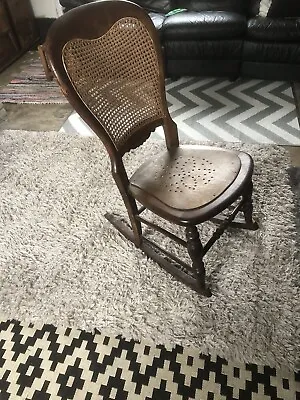 £75 • Buy Wood Cane Rattan Rocking Chair Antique