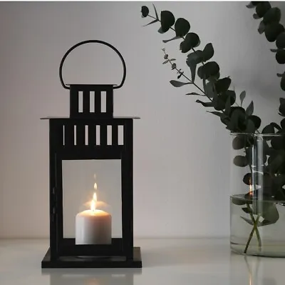 Ikea Borrby Lantern For Block Candle Black In/Outdoor 28cm+FREE CANDLES • £18.98
