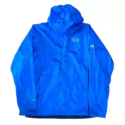 Men’s Small Mountain Hardware Blue Hooded Plasmic Ion Rain Jacket Dry Q Nylon • $15